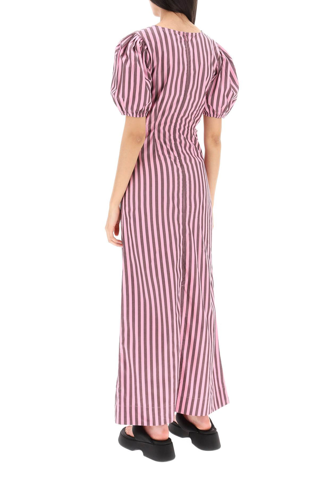 Striped Maxi Dress With Cut Outs - Ganni - Women