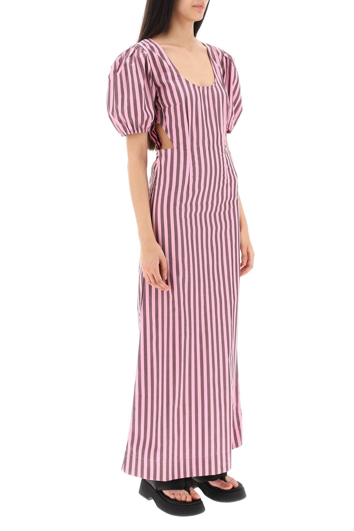 Striped Maxi Dress With Cut Outs - Ganni - Women