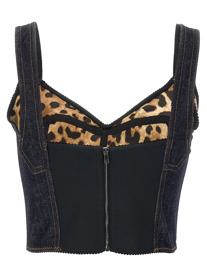 Denim Corset Top Tops Blue