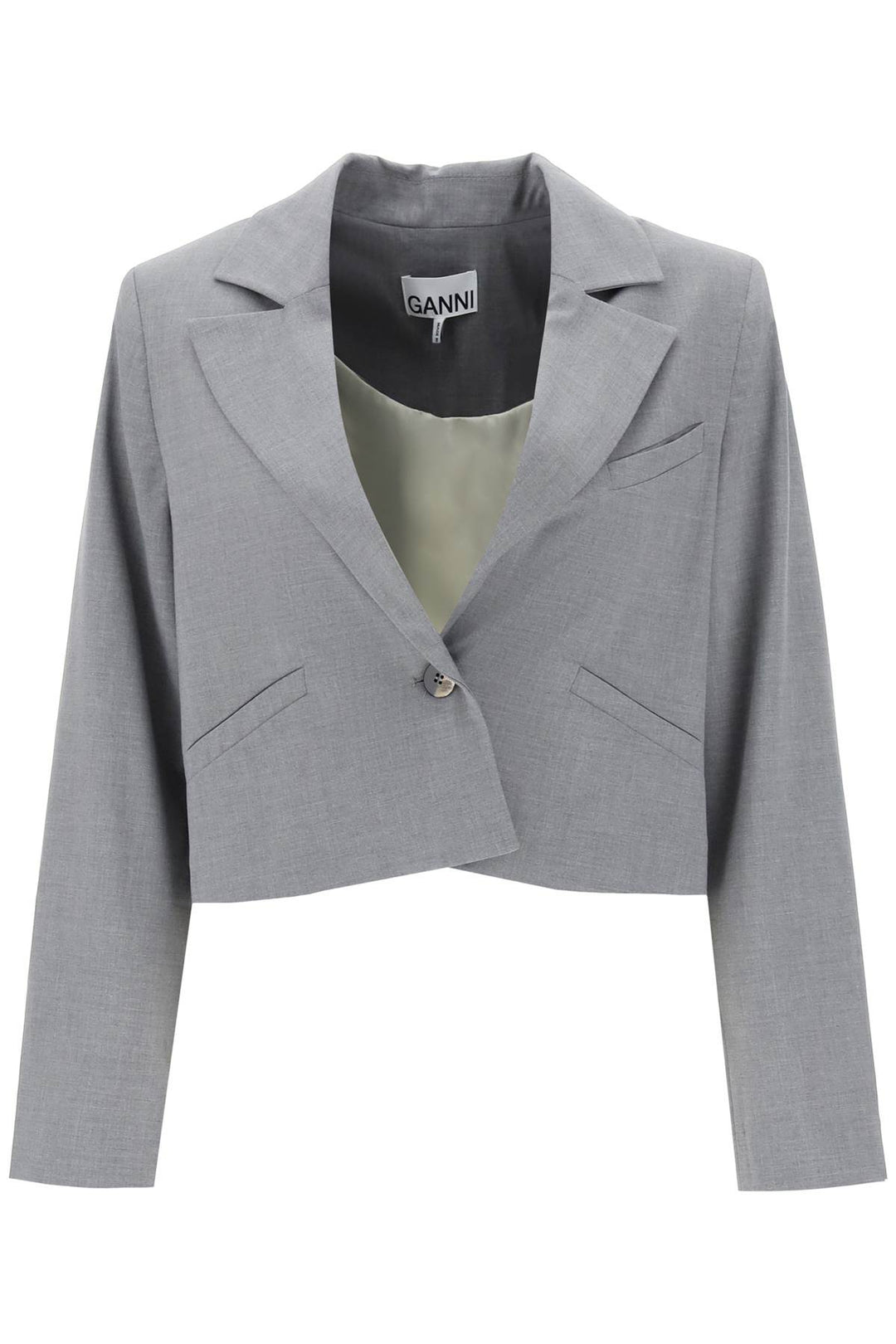 Cropped Single Breasted Jacket - Ganni - Women