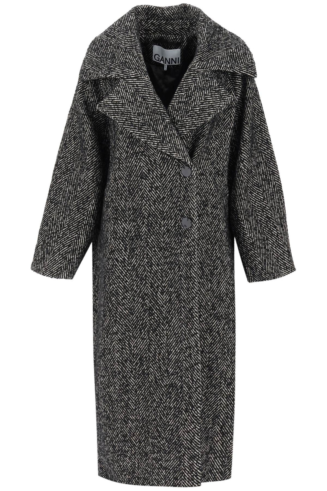 Herringbone Cocoon Coat - Ganni - Women