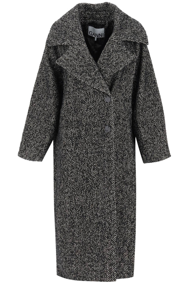 Herringbone Cocoon Coat - Ganni - Women