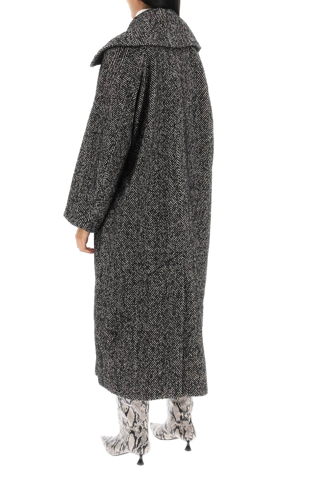 Herringbone Cocoon Coat - Ganni - Women