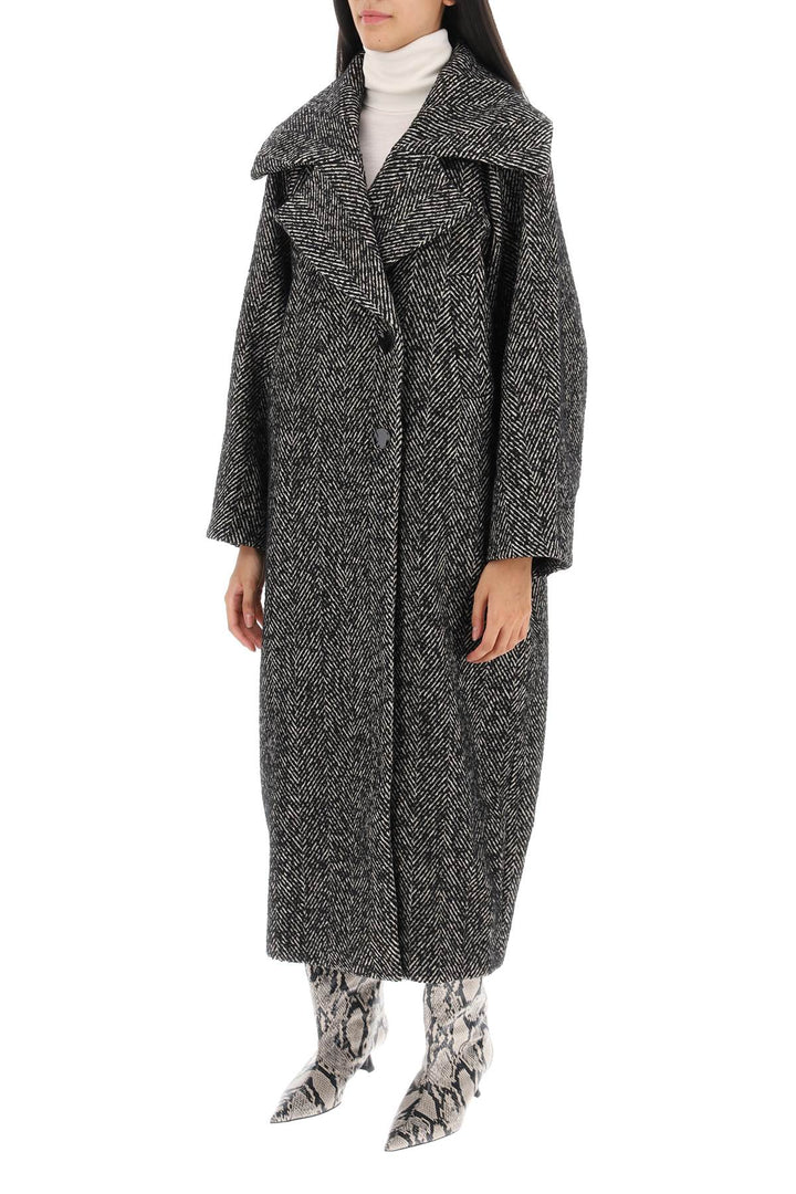 Herringbone Cocoon Coat - Ganni - Women