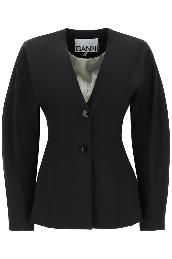 Shaped Jacket With Curved Sleeves - Ganni - Women