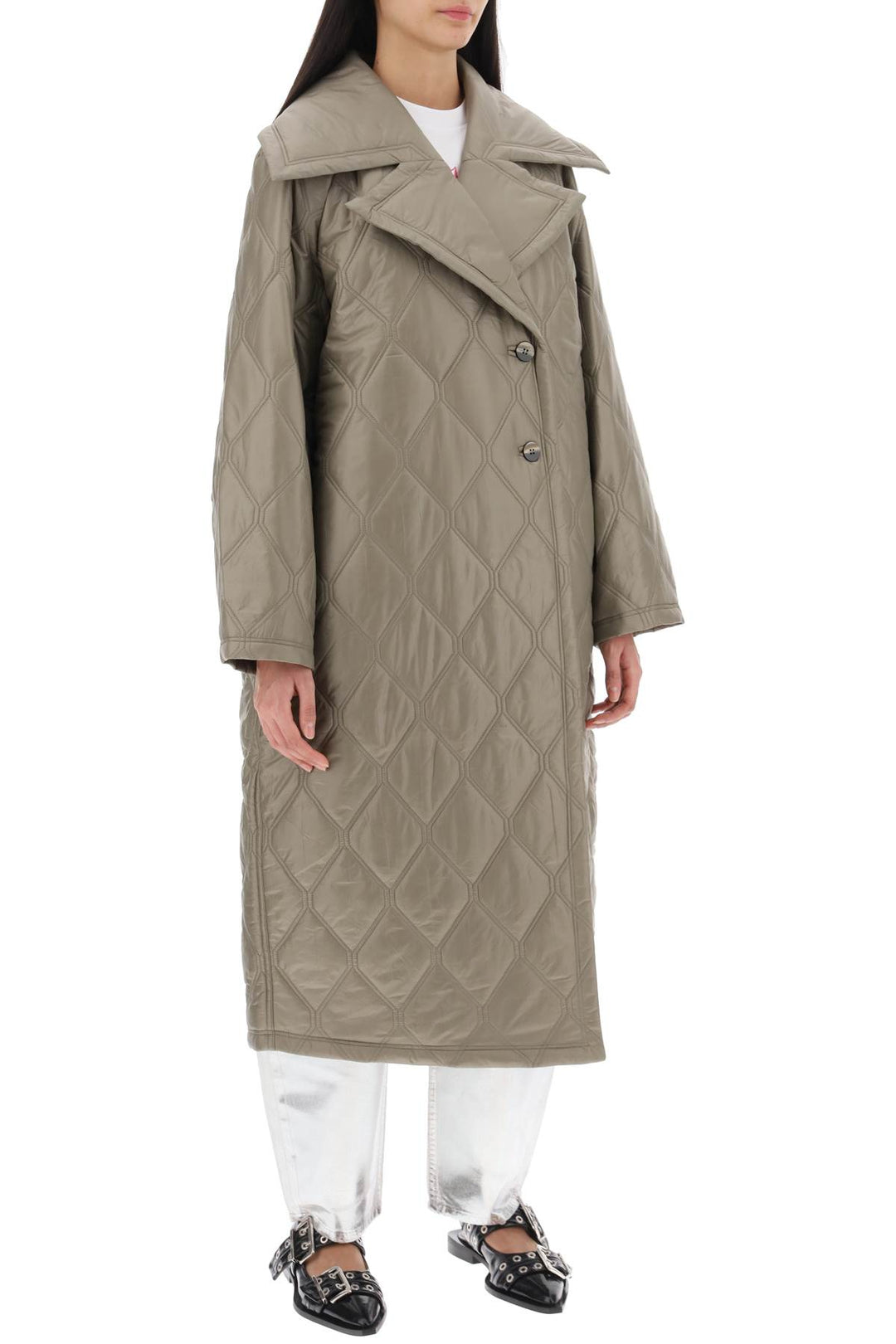 Quilted Oversized Coat - Ganni - Women