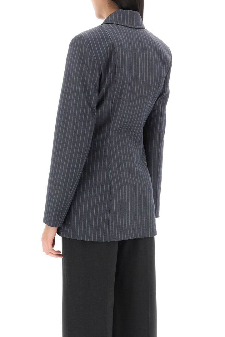 Pinstriped Single Breasted Blazer - Ganni - Women