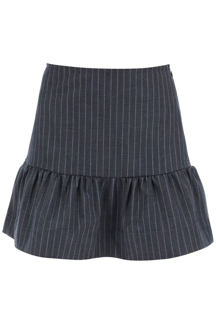 Pinstriped Mini Skirt With Flounce Hem - Ganni - Women