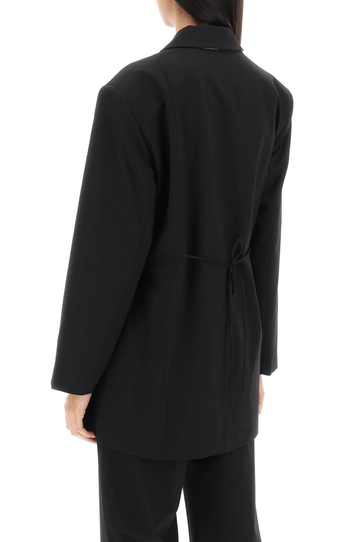 Double Breasted Blazer With Self Tie Strings - Ganni - Women