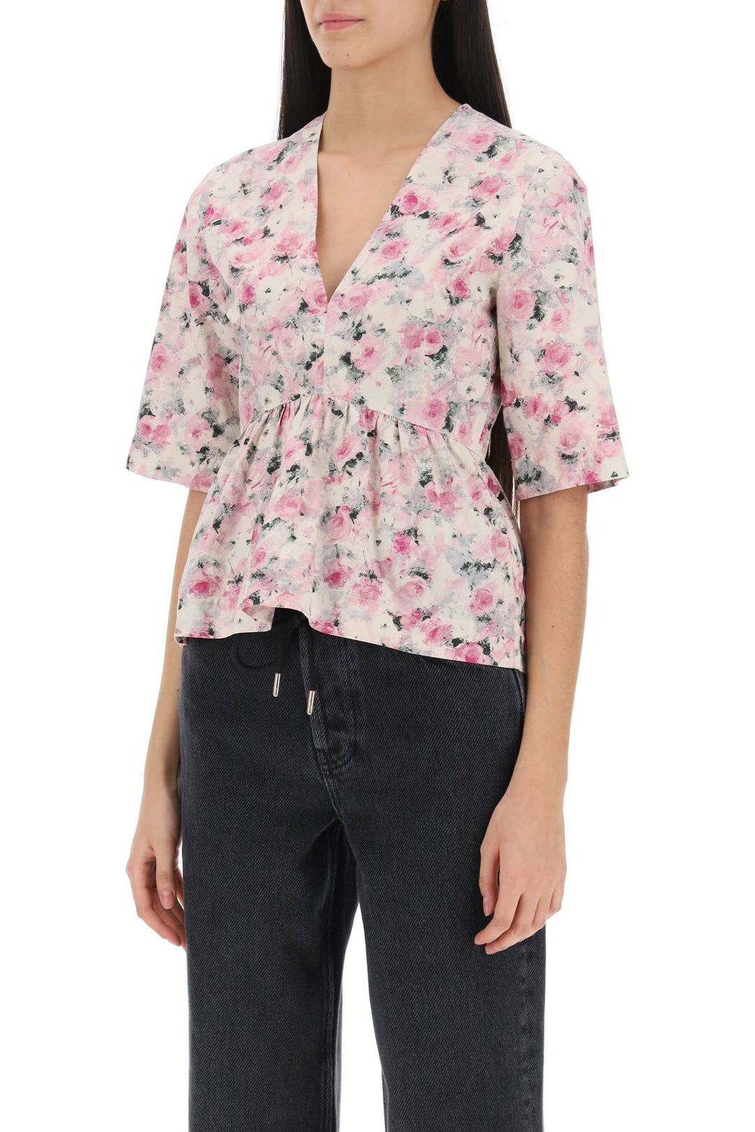 Floral Peplum Blouse - Ganni - Women