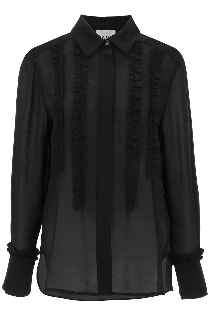 Ruffled Chiffon Shirt - Ganni - Women