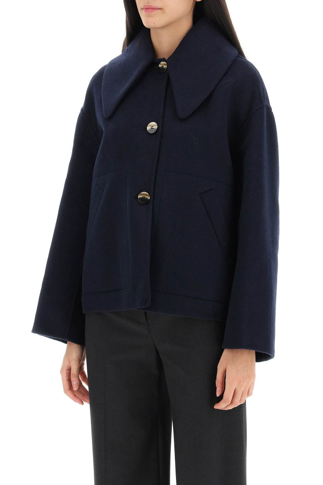 Peacoat With Maxi Collar - Ganni - Women