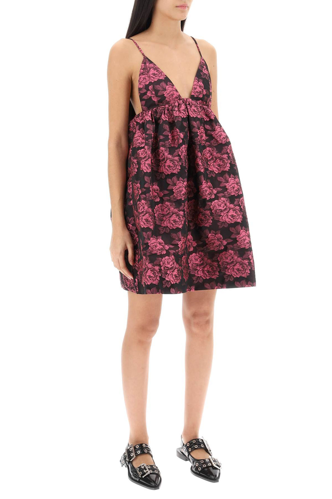 Mini Dress In Floral Jacquard - Ganni - Women