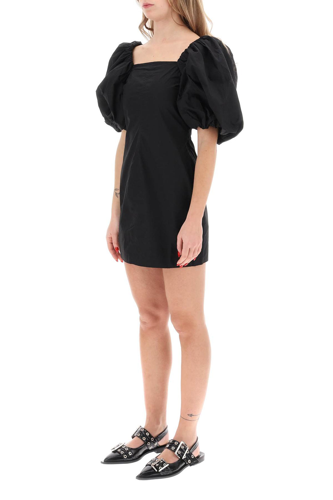 Mini Dress With Balloon Sleeves - Ganni - Women