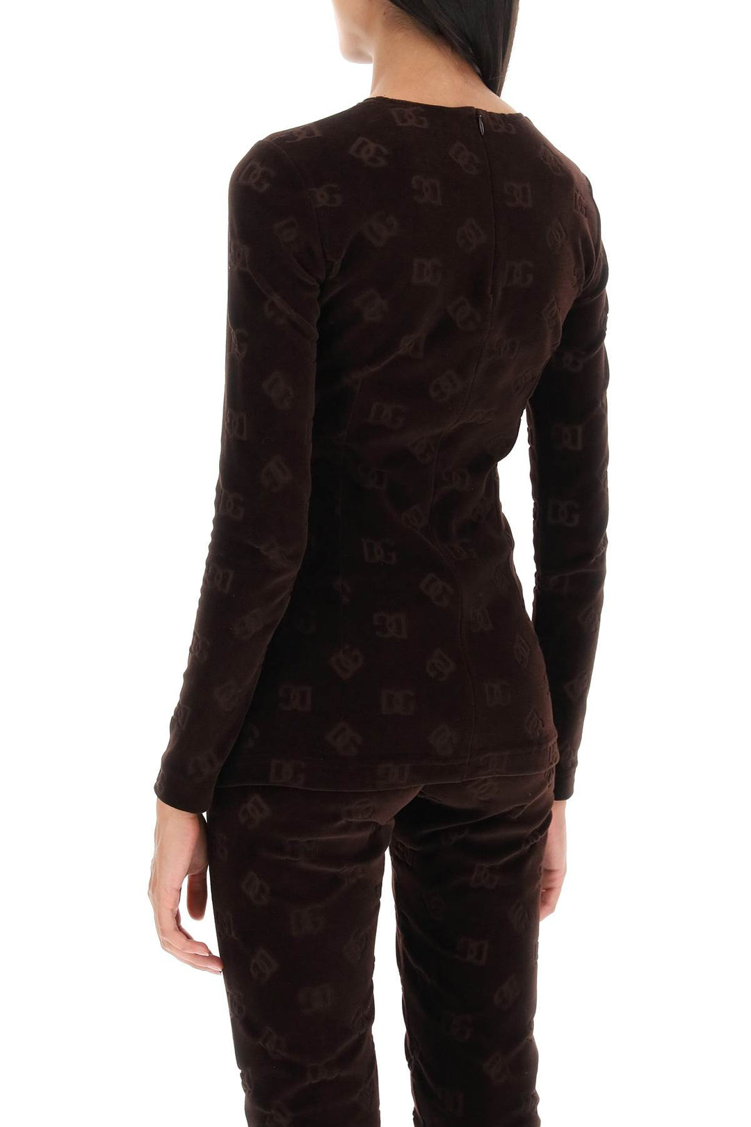 Long Sleeved Top In Monogram Chenille - Dolce & Gabbana - Women