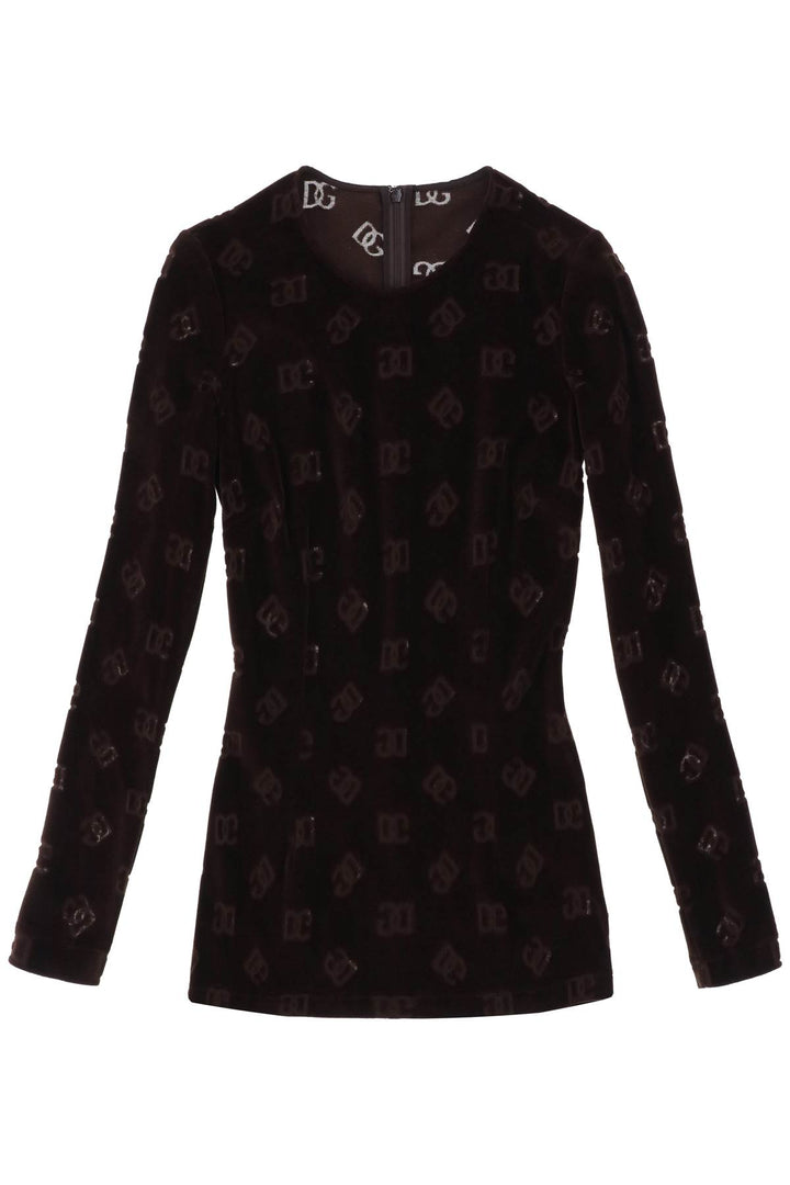 Long Sleeved Top In Monogram Chenille - Dolce & Gabbana - Women