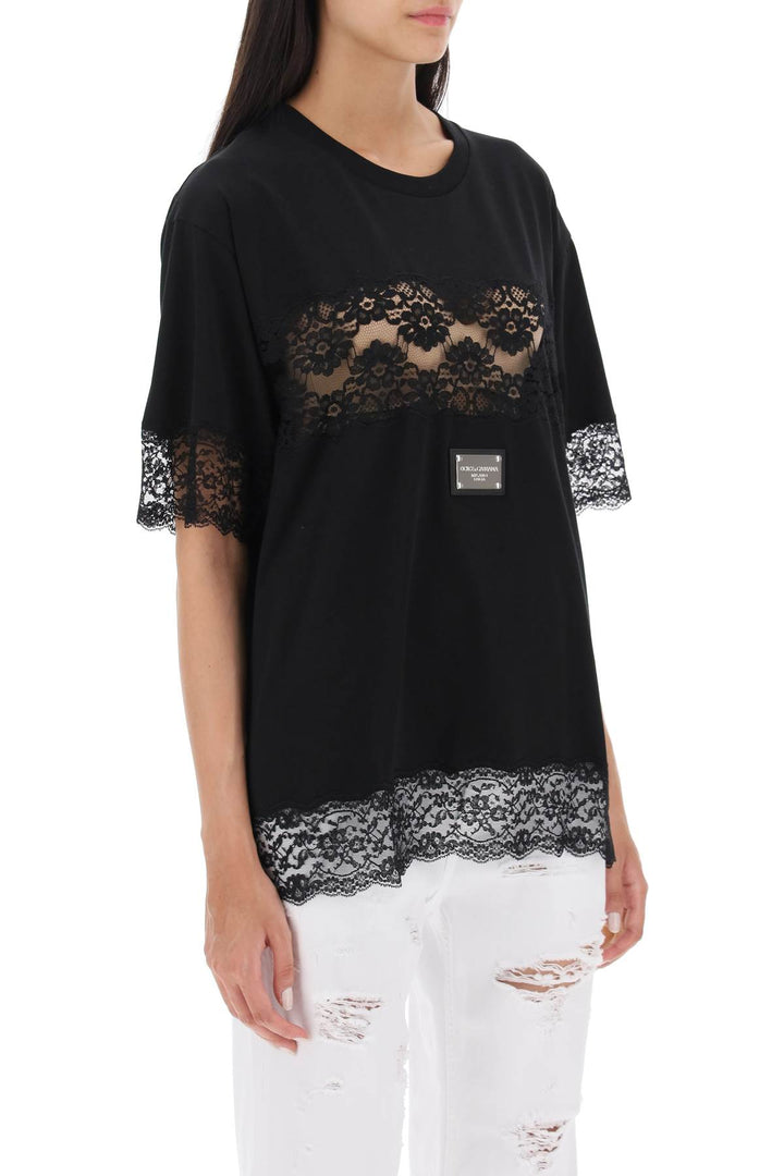 T Shirt With Lace Inserts - Dolce & Gabbana - Women