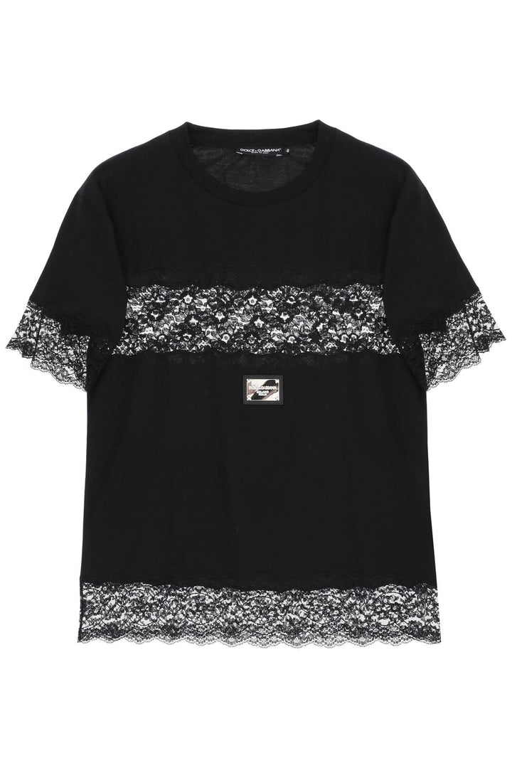 T Shirt With Lace Inserts - Dolce & Gabbana - Women