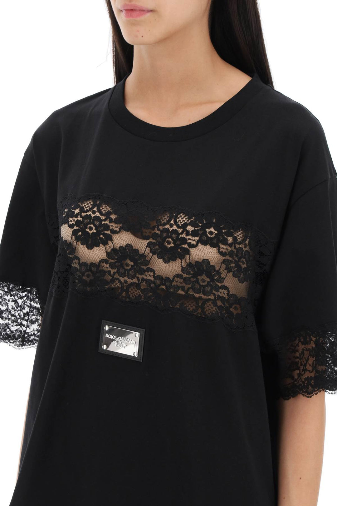 T Shirt With Lace Inserts - Dolce & Gabbana - Women