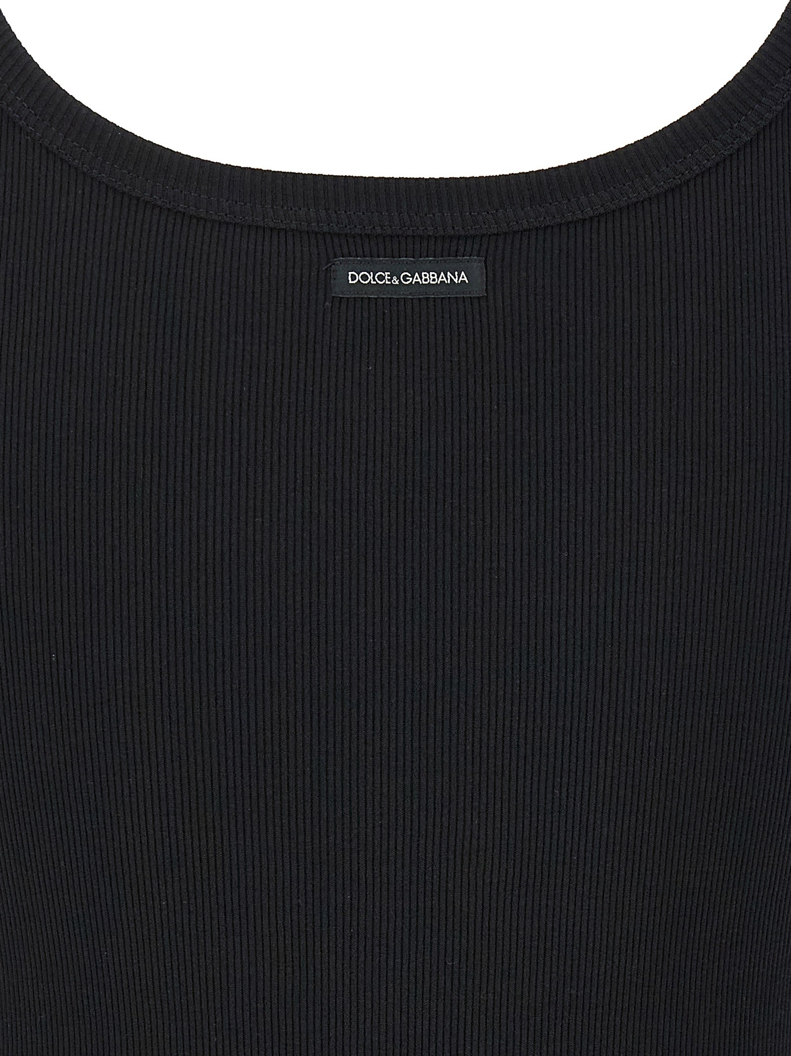 Dolce & Gabbana Ribbed Tank Top Tops Black | Wanan Luxury