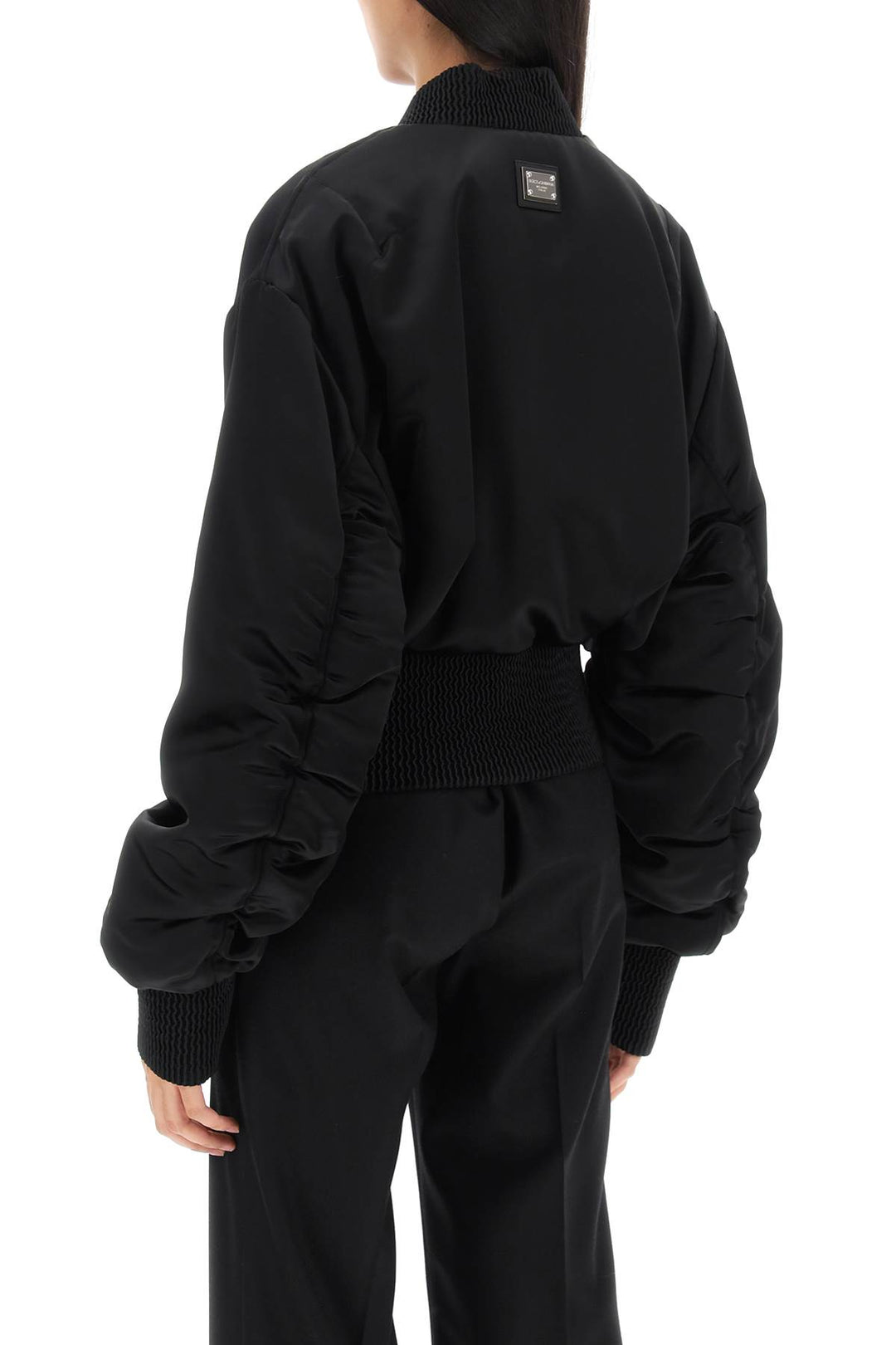 Charmeuse Bomber Jacket With Draped Sleeves - Dolce & Gabbana - Women