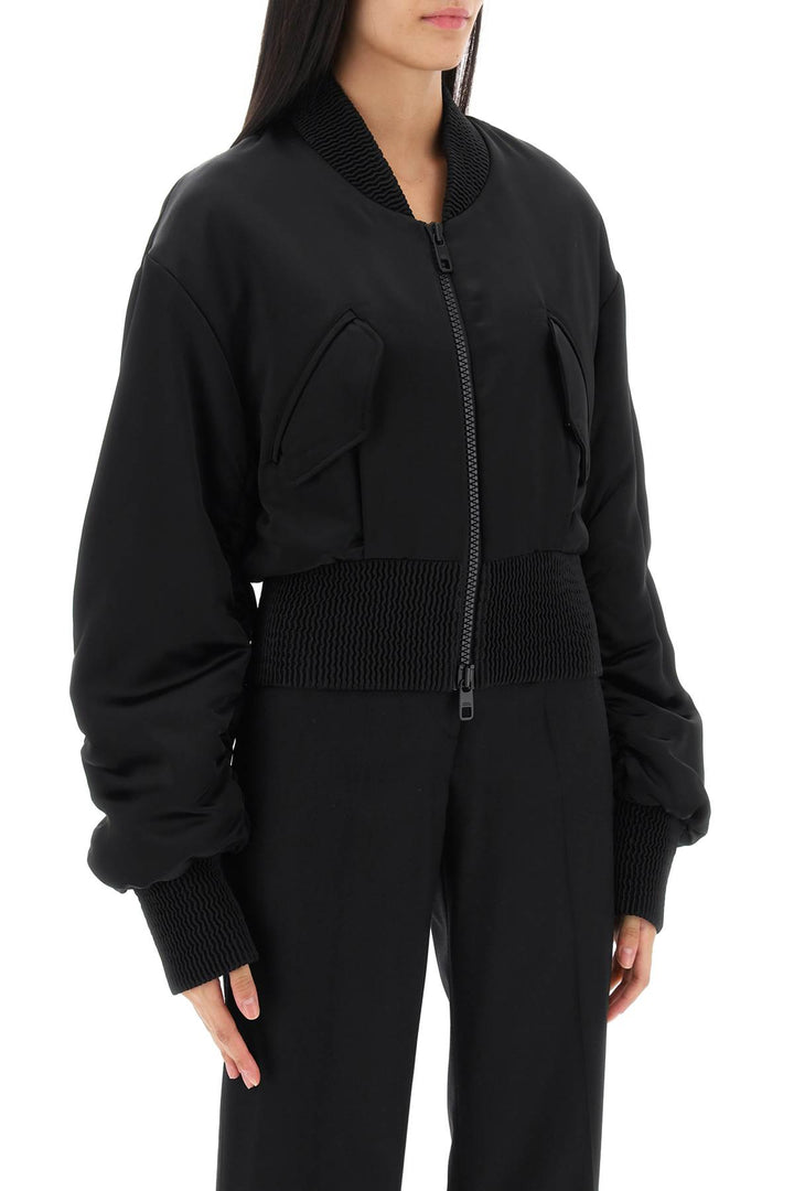 Charmeuse Bomber Jacket With Draped Sleeves - Dolce & Gabbana - Women