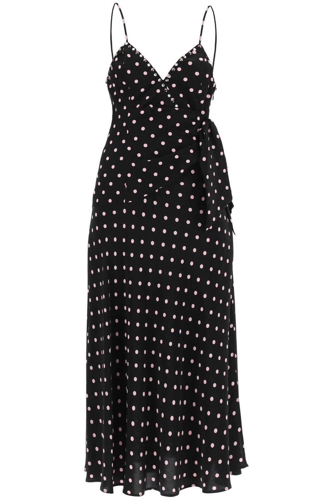 Polka Dot Slip Dress With Studs And Rhinestones - Alessandra Rich - Women