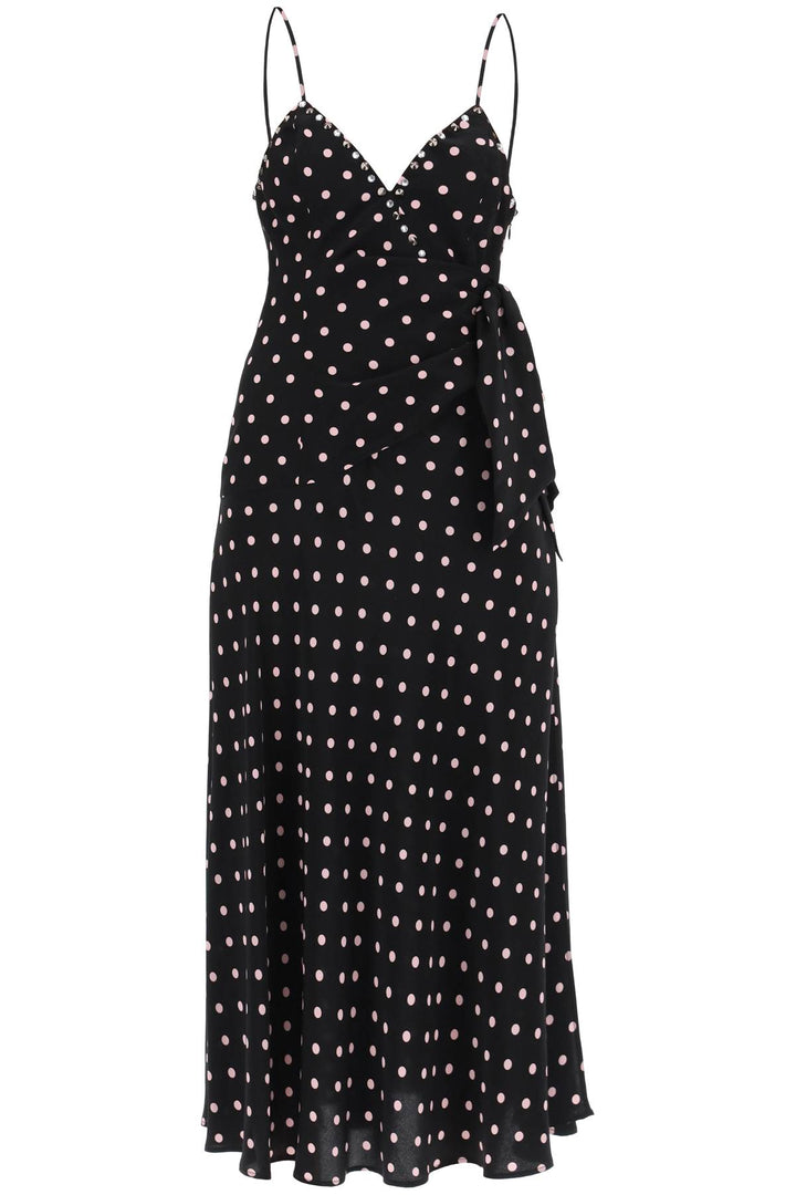 Polka Dot Slip Dress With Studs And Rhinestones - Alessandra Rich - Women