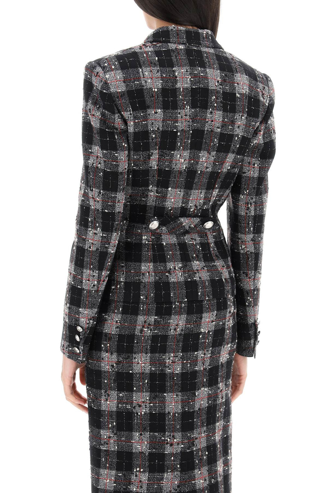 Single Breasted Jacket In Boucle' Fabric With Check Motif - Alessandra Rich - Women