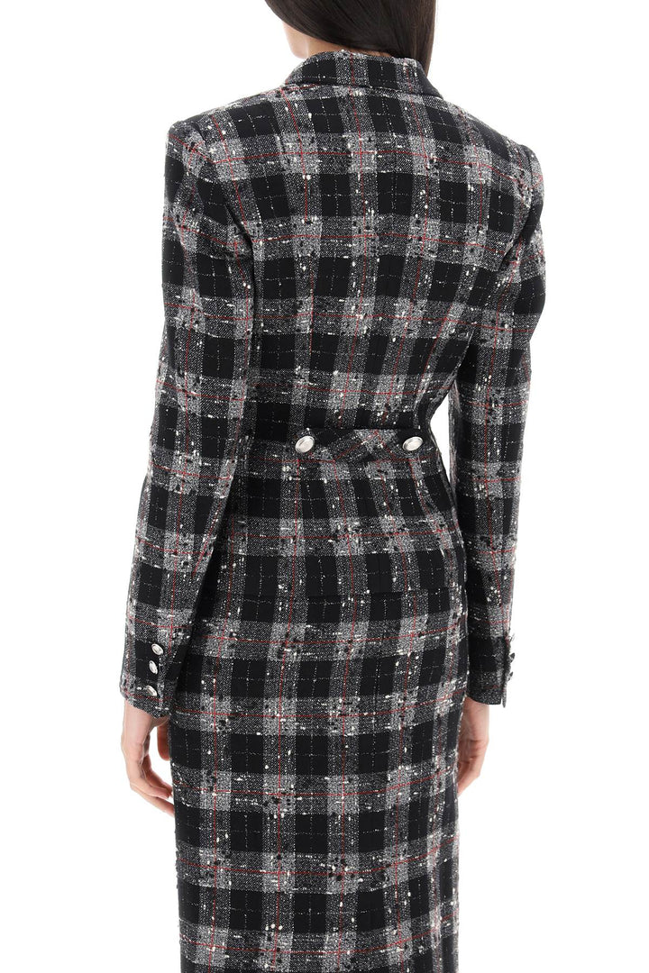 Single Breasted Jacket In Boucle' Fabric With Check Motif - Alessandra Rich - Women