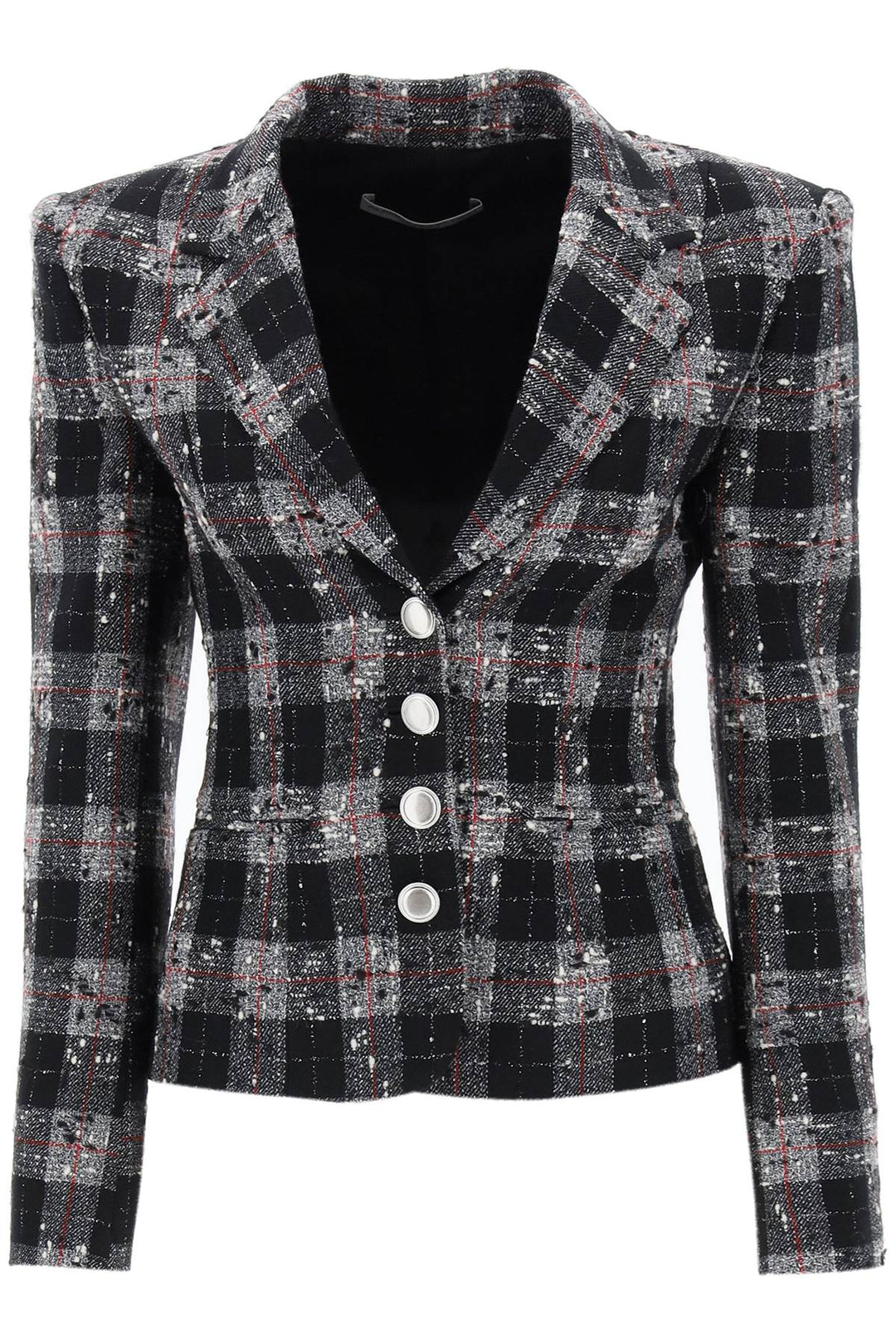 Single Breasted Jacket In Boucle' Fabric With Check Motif - Alessandra Rich - Women