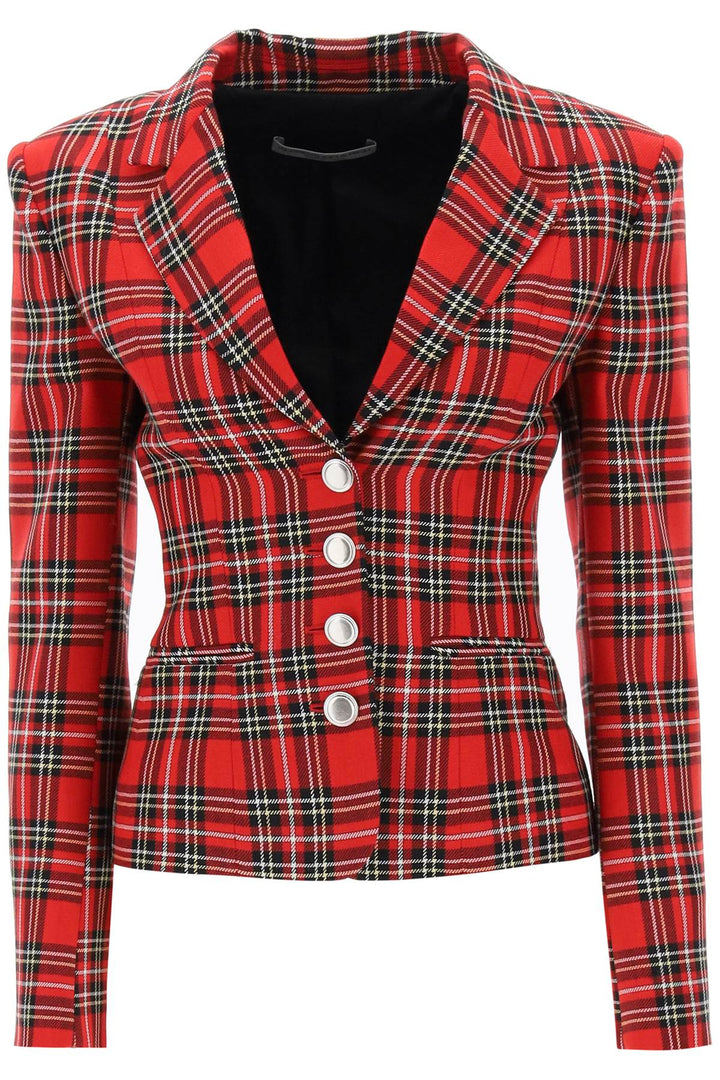 Wool Single Breasted Jacket With Tartan Motif - Alessandra Rich - Women