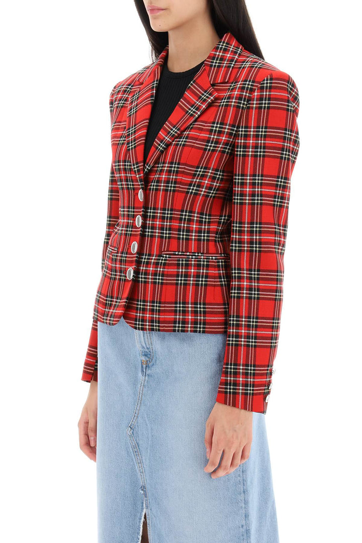 Wool Single Breasted Jacket With Tartan Motif - Alessandra Rich - Women