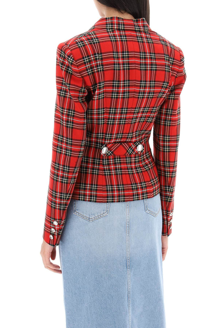 Wool Single Breasted Jacket With Tartan Motif - Alessandra Rich - Women