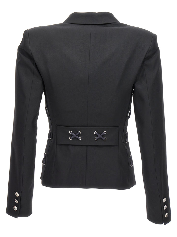 Single Breast Lace-Up Blazer Jacket Jackets Black