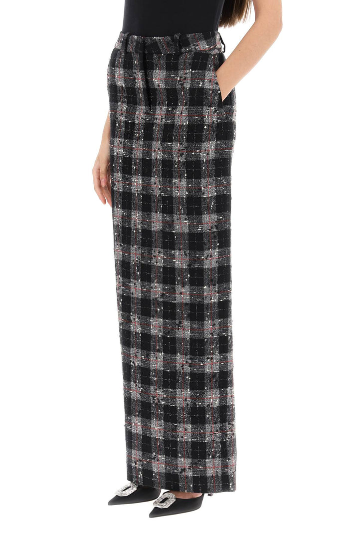 Maxi Skirt In Boucle' Fabric With Check Motif - Alessandra Rich - Women