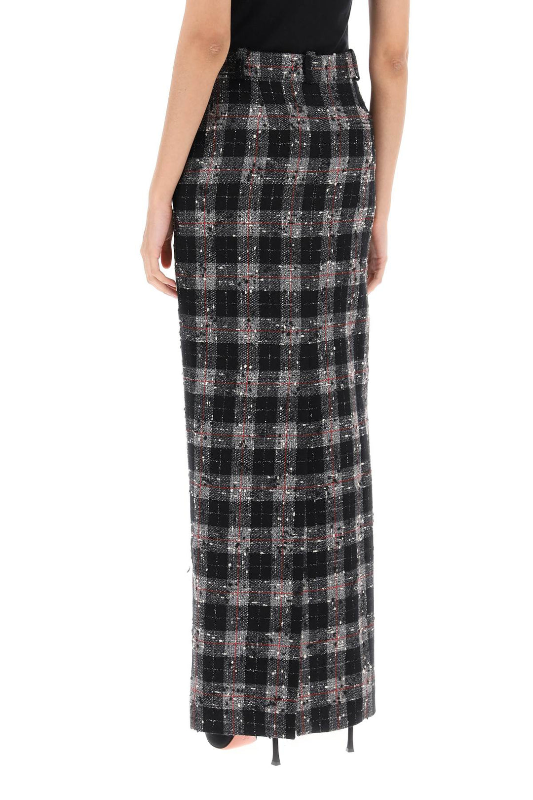 Maxi Skirt In Boucle' Fabric With Check Motif - Alessandra Rich - Women