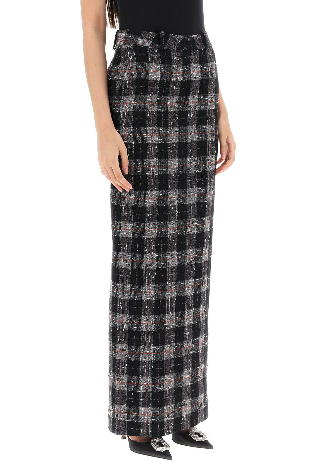 Maxi Skirt In Boucle' Fabric With Check Motif - Alessandra Rich - Women