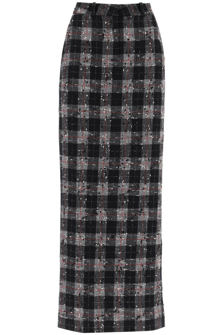 Maxi Skirt In Boucle' Fabric With Check Motif - Alessandra Rich - Women