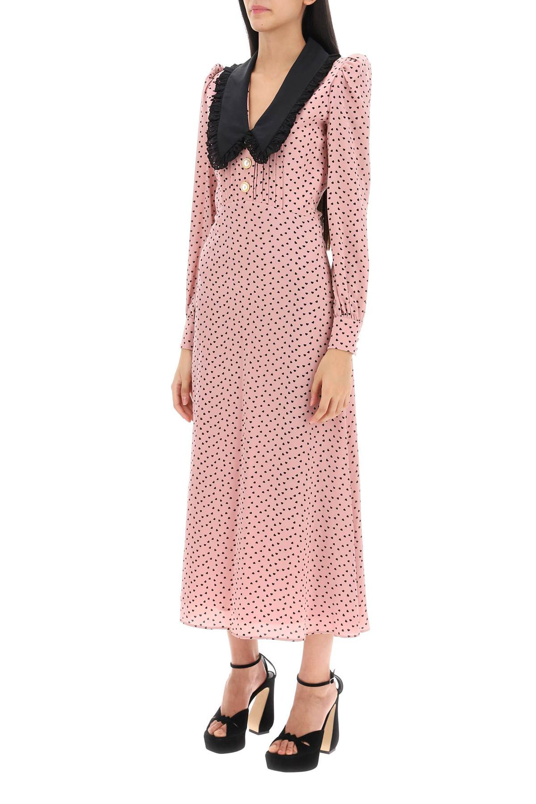 Midi Dress With Contrasting Collar - Alessandra Rich - Women