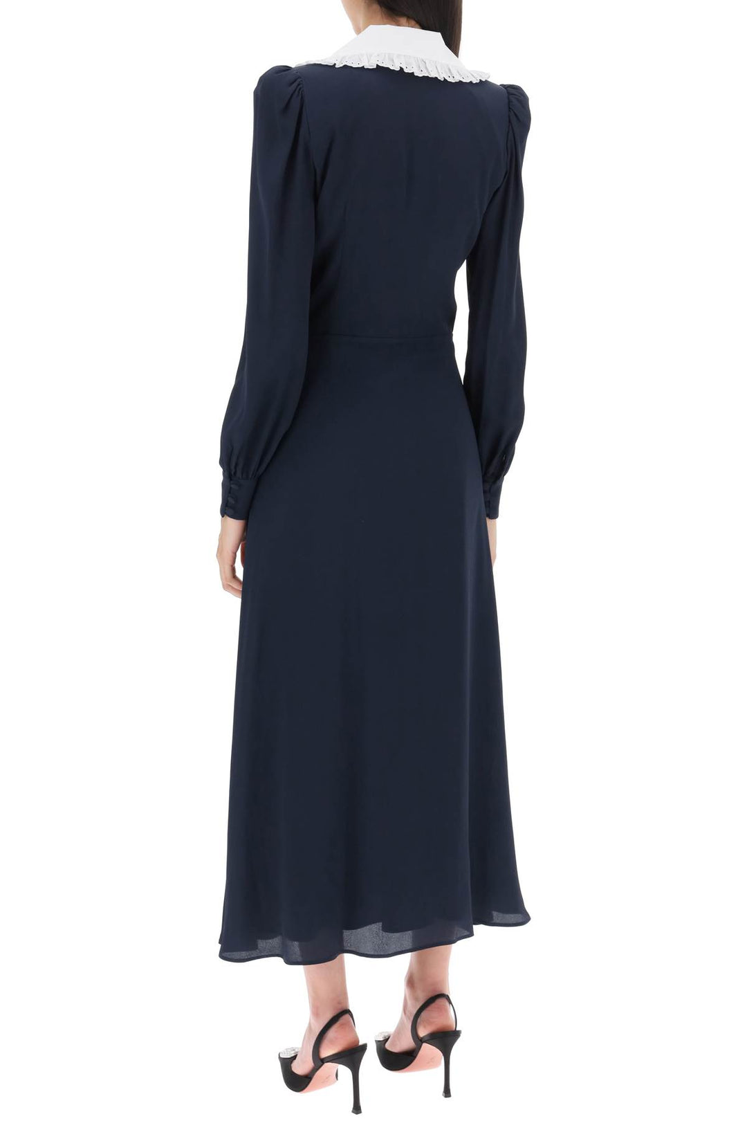 Midi Dress With Contrasting Collar - Alessandra Rich - Women