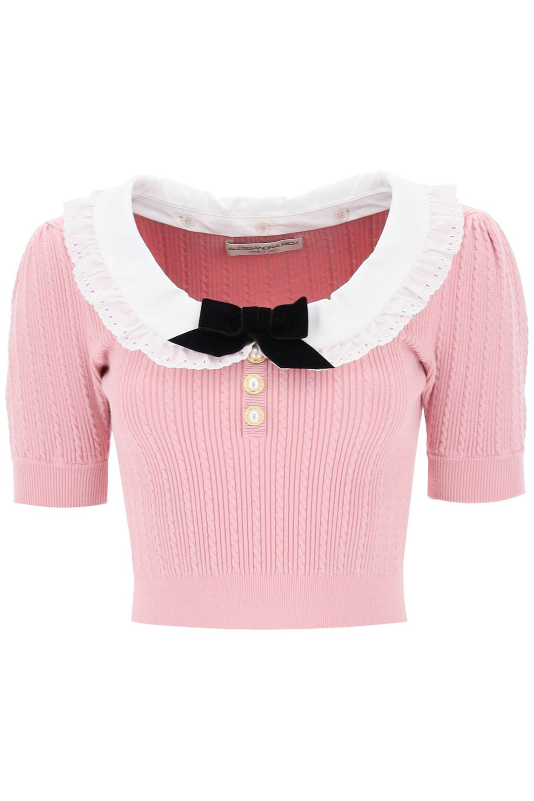 Knitted Top With Cotton Collar - Alessandra Rich - Women