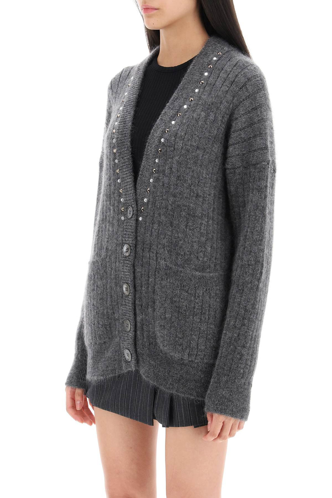 Cardigan With Studs And Crystals - Alessandra Rich - Women