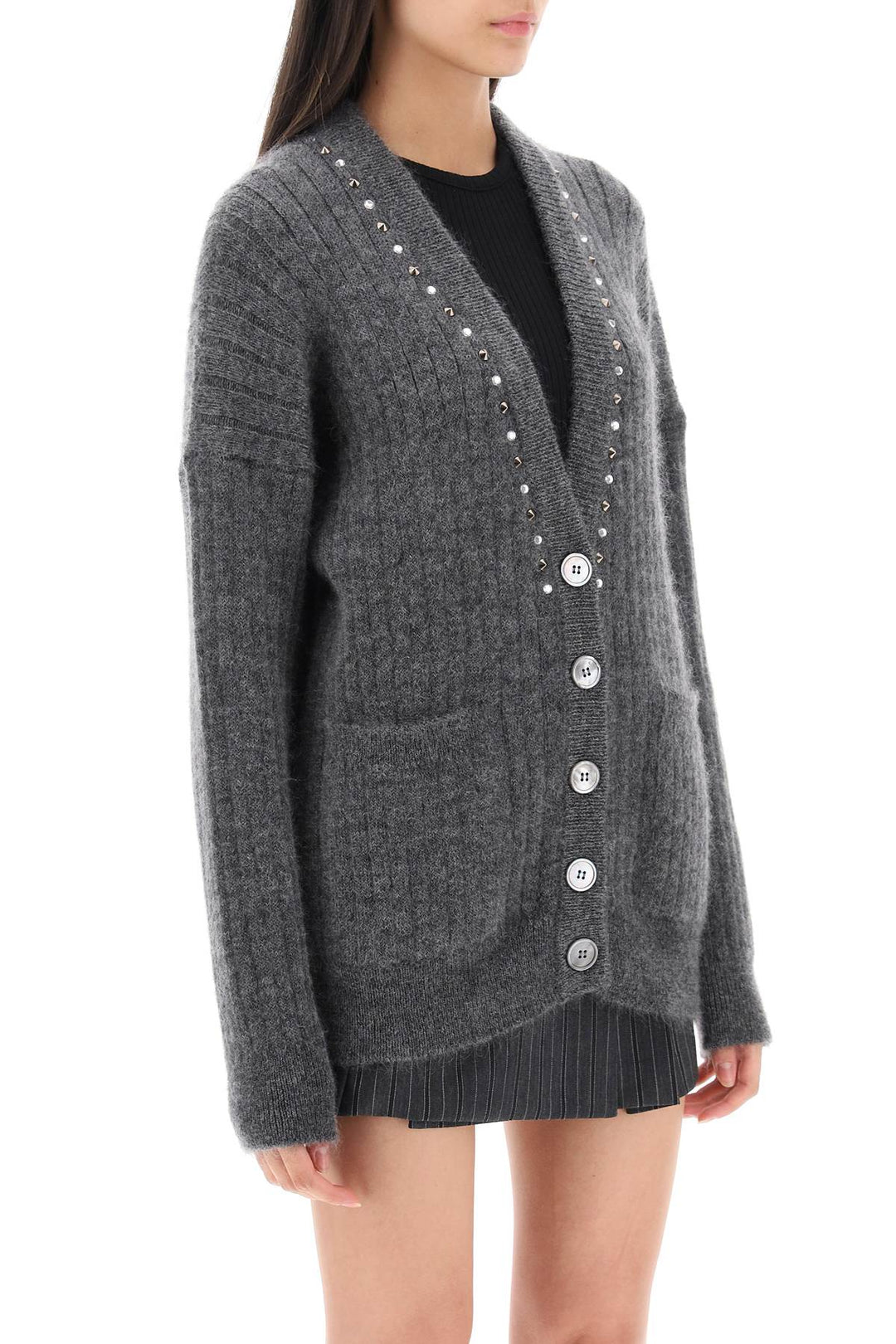 Cardigan With Studs And Crystals - Alessandra Rich - Women