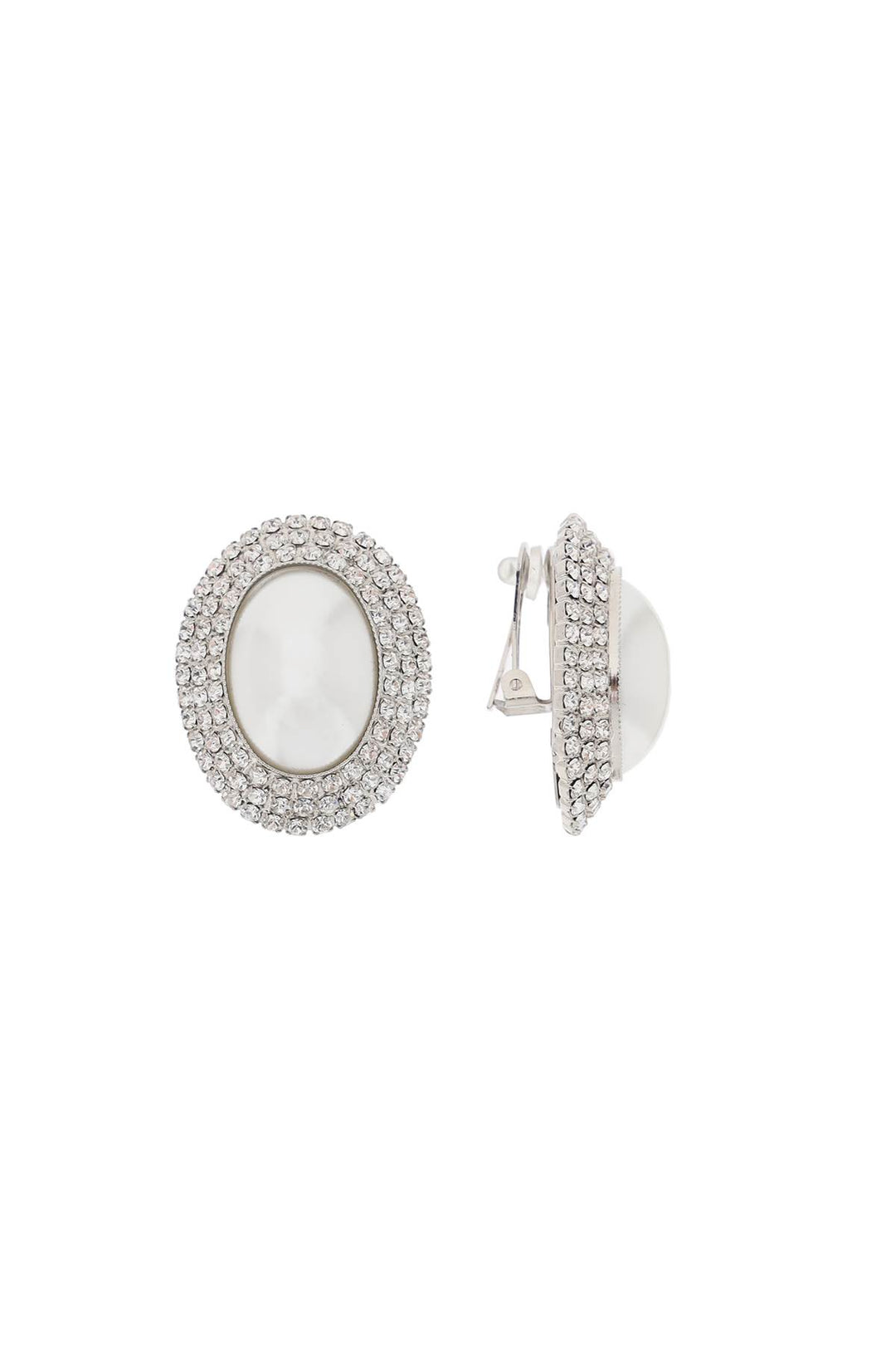 Oval Earrings With Pearl And Crystals - Alessandra Rich - Women