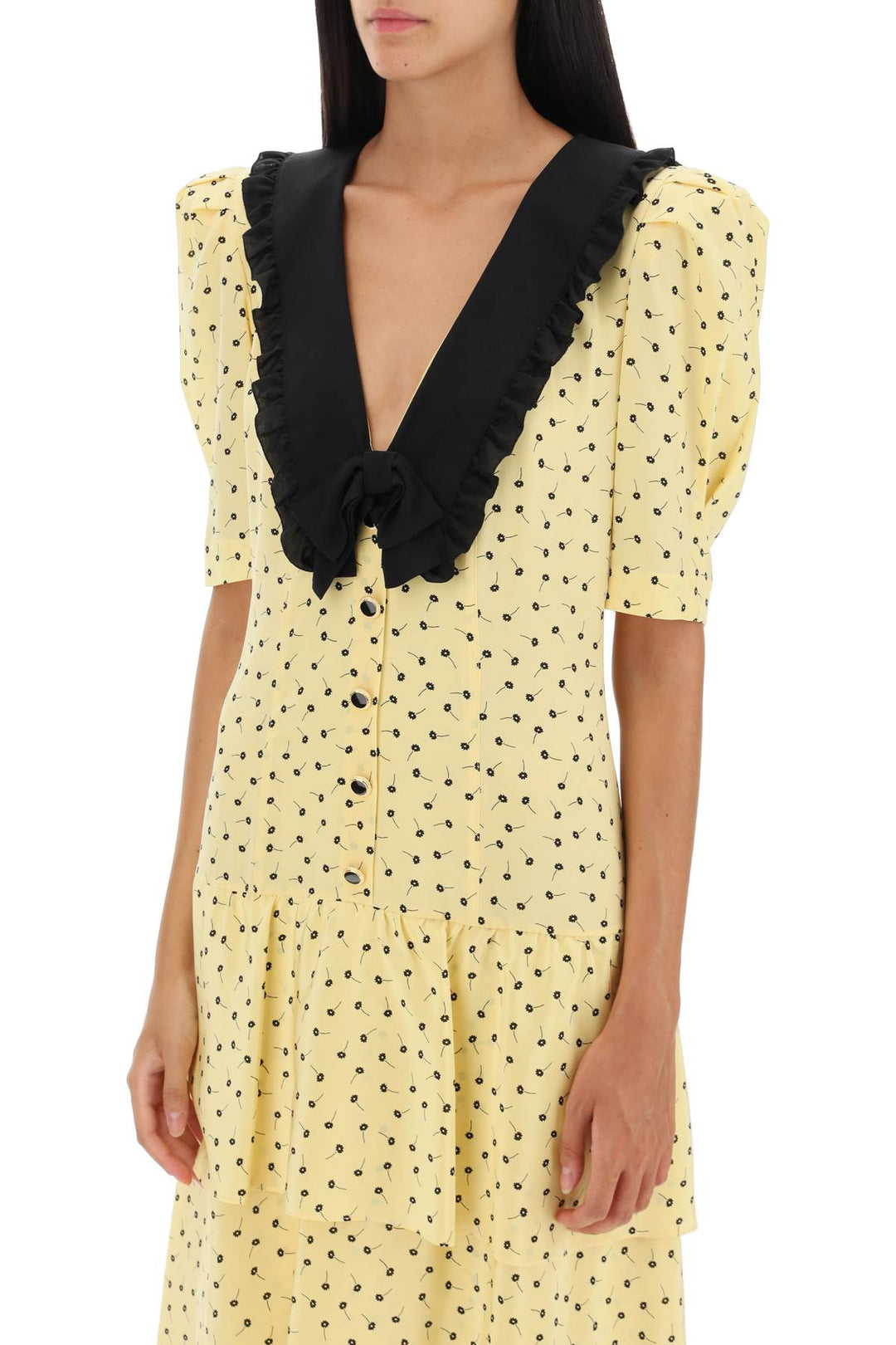 Floral Dress With Contrasting Collar - Alessandra Rich - Women