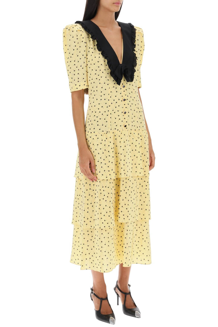 Floral Dress With Contrasting Collar - Alessandra Rich - Women