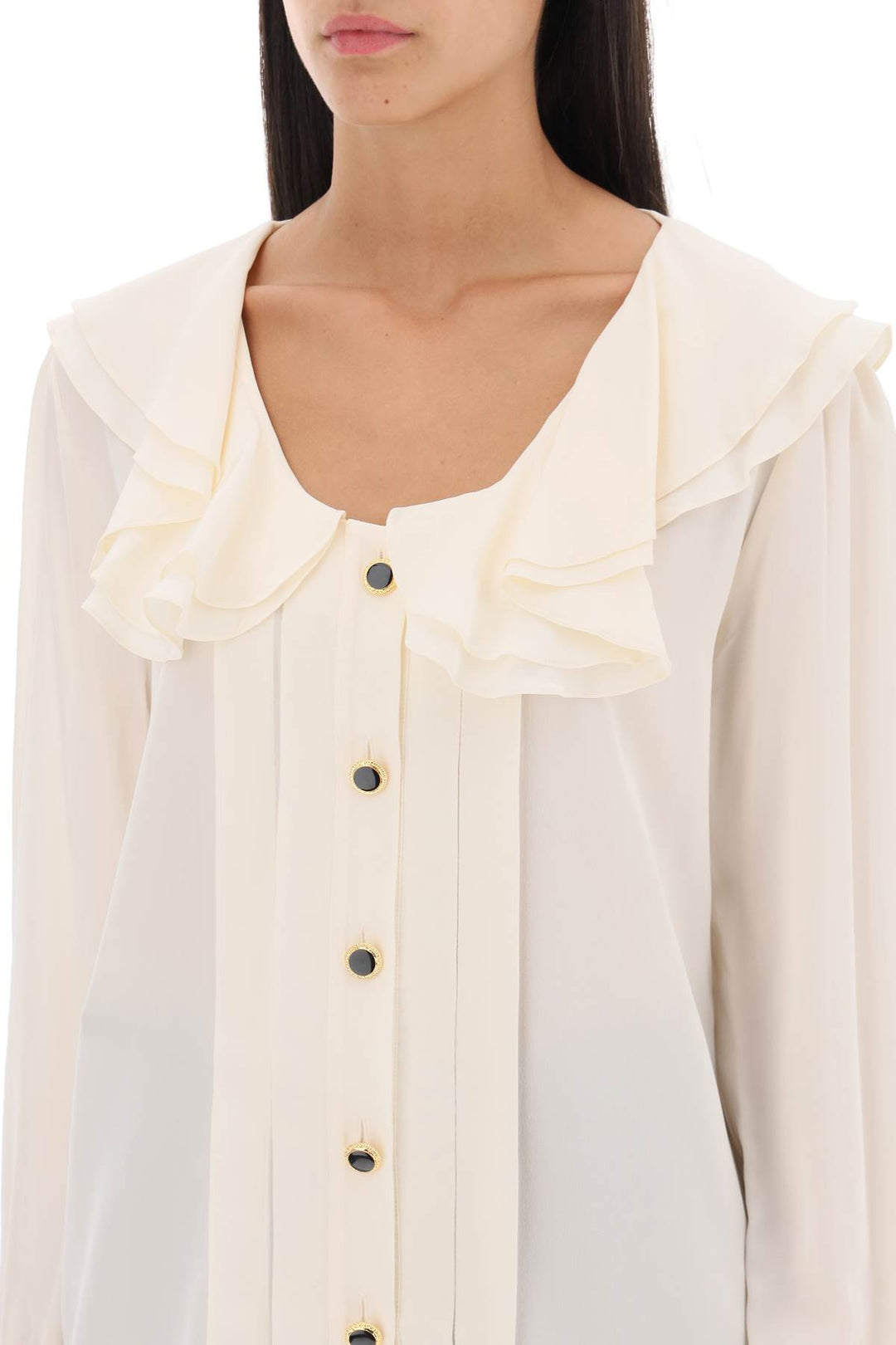 Crepe De Chine Blouse With Frills - Alessandra Rich - Women