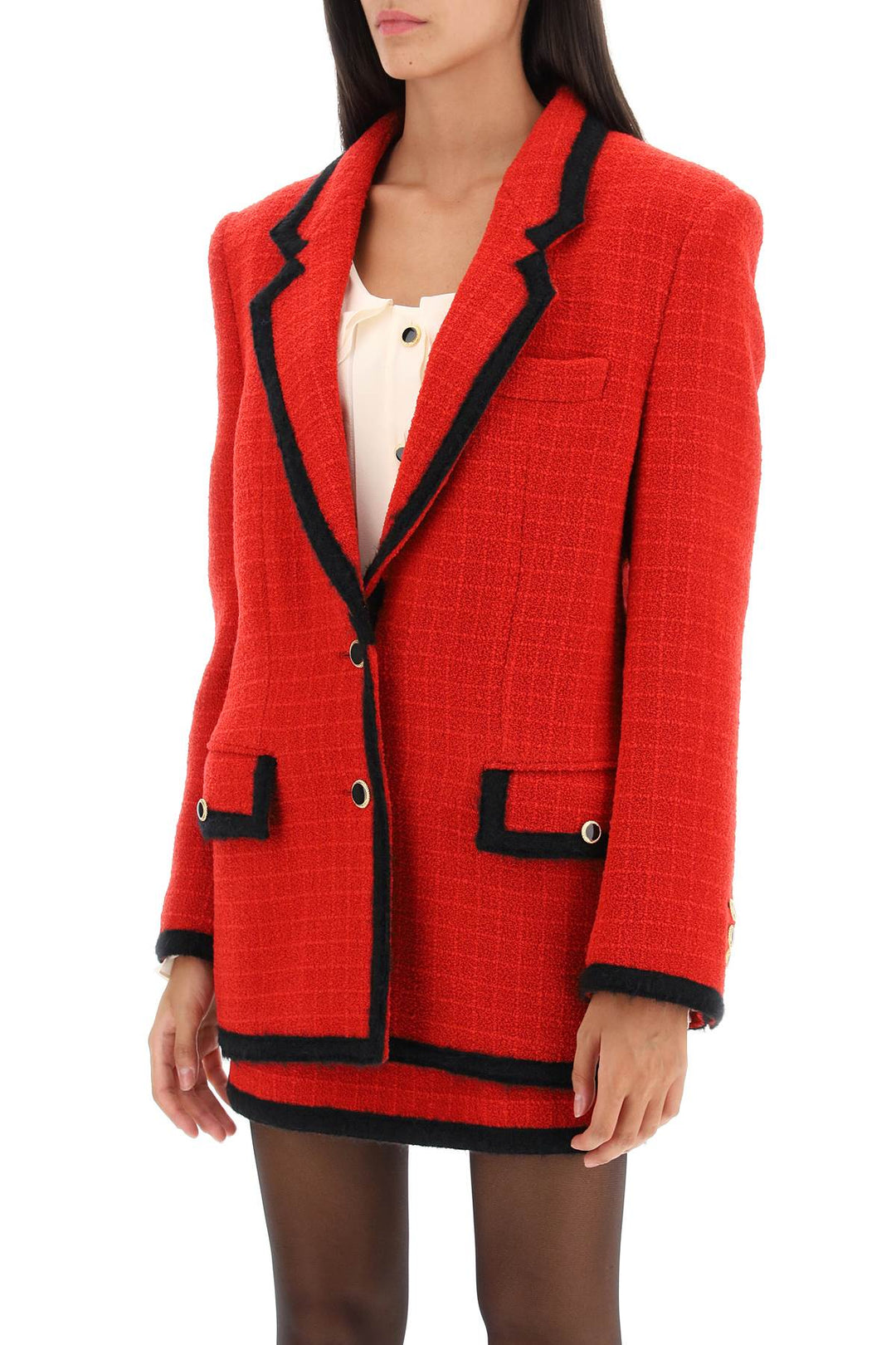 Single Breasted Boucle Tweed Jacket - Alessandra Rich - Women