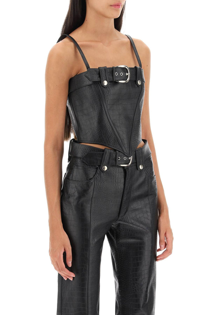 Croco Print Leather Bustier Top - Alessandra Rich - Women